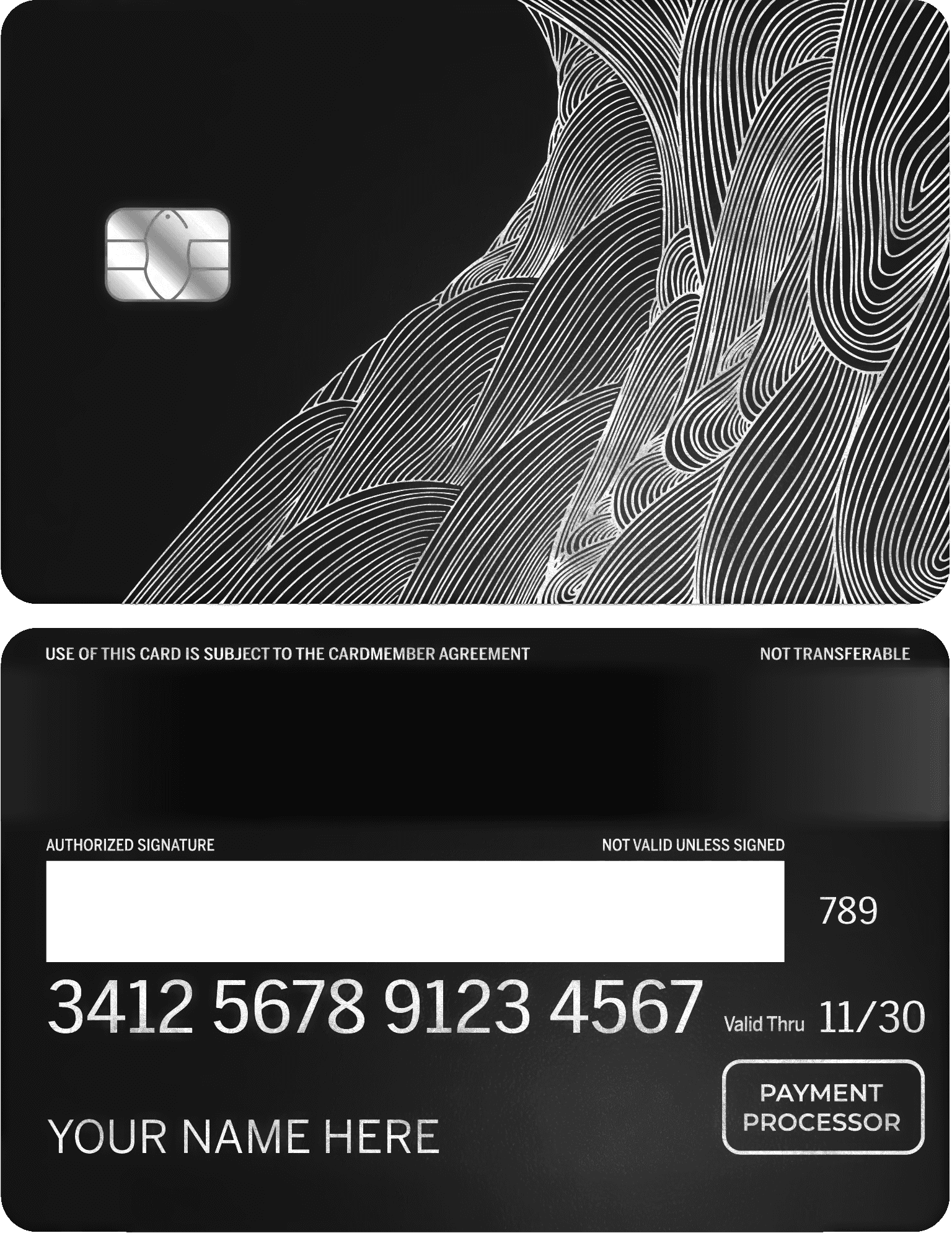 Exclusive Wavy Mahol vertical metal card with premium engraved wave artwork